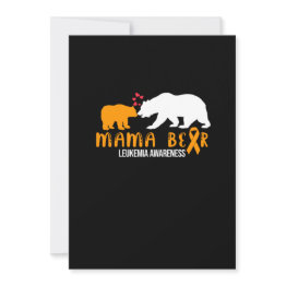 Small Mama Bear Leukemia Awareness Orange Ribbon Support Invitation Front View