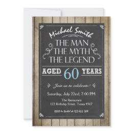 Small Man Birthday Invitation Chalkboard Rustic Adult Front View