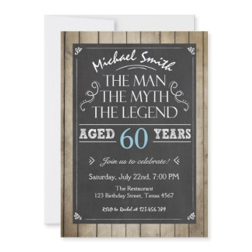 man birthday invitation chalkboard rustic adult
