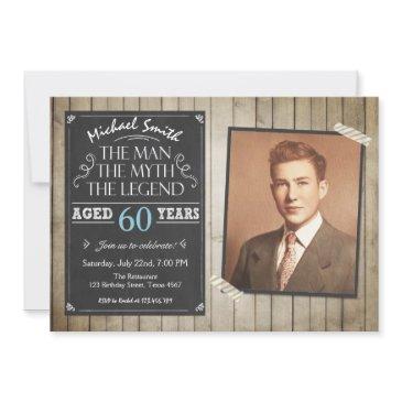 man birthday invitation chalkboard rustic adult