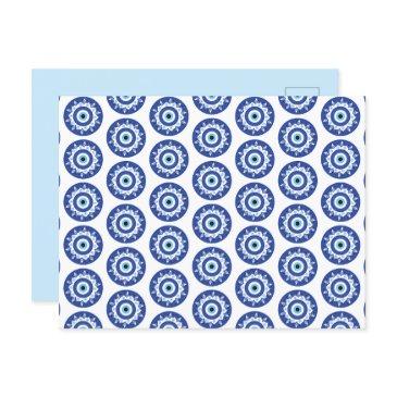 mandala greek evil eye pattern blue white postinvitations