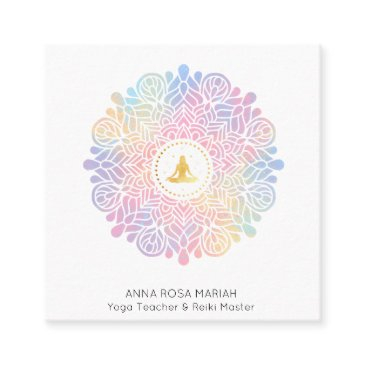 *~* mandala women meditation energy pastel rainbow square business invitations