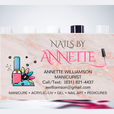 manicurist nail technician blush rose marble  business invitations