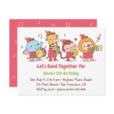 marching band safari animals kids birthday party invitation