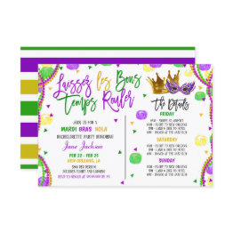 Small Mardi Gras Bachelorette Weekend Party Invitation Front View