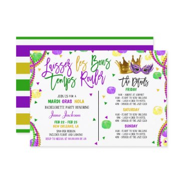 mardi gras bachelorette weekend party invitation