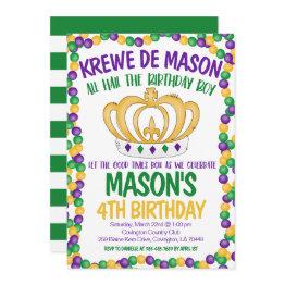Small Mardi Gras Birthday Invitation Front View
