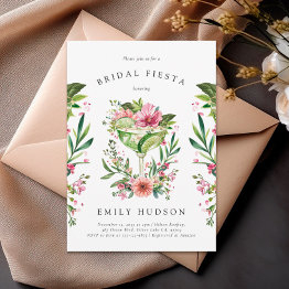 Small Margarita Fiesta Floral Bridal Shower Invitation Front View