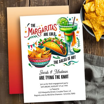margaritas and tacos fun colorful engagement party invitation