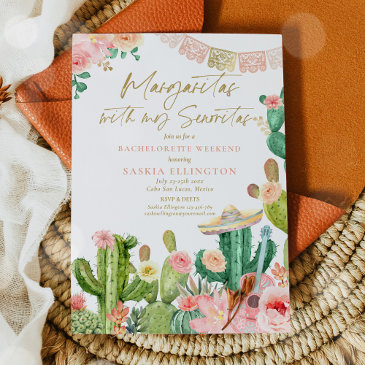 margaritas with my senoritas bachelorette party invitation
