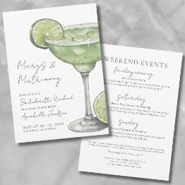 Small Margs & Matrimony Margarita Bachelorette Party Invitation Front View