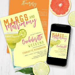Small Margs & Matrimony Margaritas Bachelorette Weekend Invitation Front View