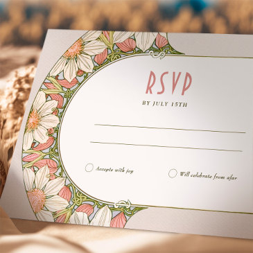marguerite daisy dusty wedding rsvp art nouveau invitation