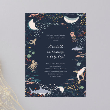 marine life baby shower invitation