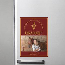 Small Maroon Veterinary School Photo Graduate Magnet Front View