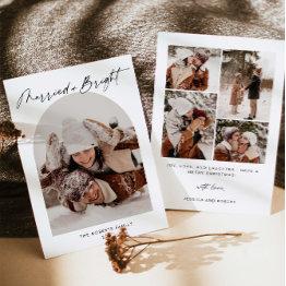 Small Married And Bright Arch Photo Holiday Invitations Front View