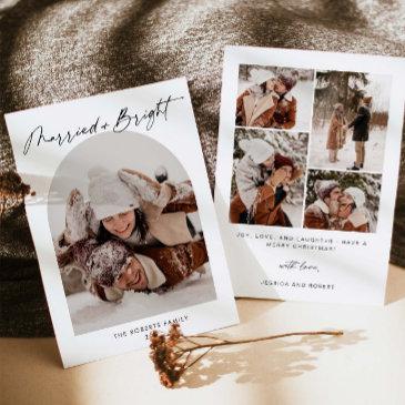 married and bright arch photo holiday invitations