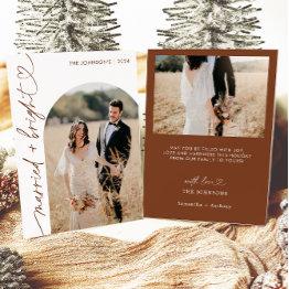 Small Married & Bright Holiday Christmas Invitations, Boho Invitations Front View