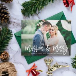 Small Married & Merry | Rustic Wedding Announcement Postinvitations Front View