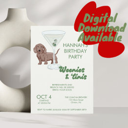 Small Martini And Weenie's Birthday Party Invitation Front View