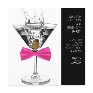 martini glass womans any number birthday party invitation