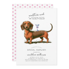 Small Martinis And Weenies Dachshund Bridal Shower Invitation Front View