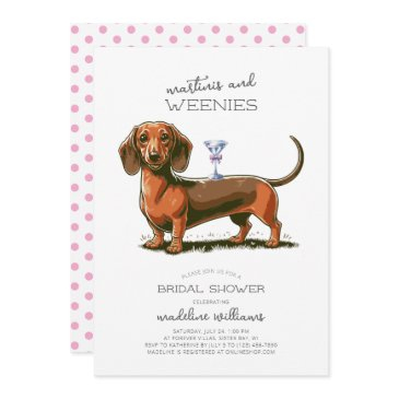martinis and weenies dachshund bridal shower invitation