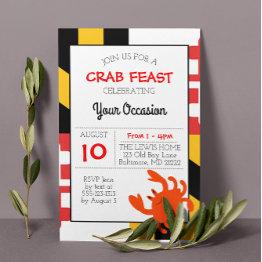 Small Maryland Flag Happy Crab Nautical All Occasion Invitation Front View