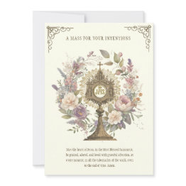 Small Mass Offering Floral Divine Praises Eucharist Invitations Front View