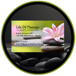Small Massage Theme Business Invitations Zen Design Front View