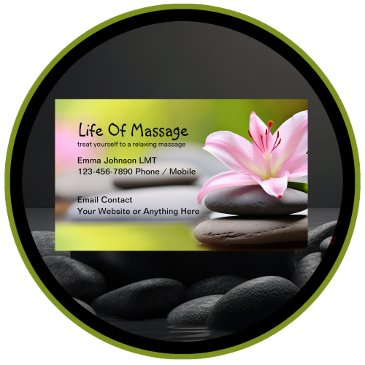 massage theme business invitations zen design