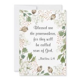 Small Matthew 5 9 Blessed Are The Peacemakers Bible Flat Note Invitations Front View