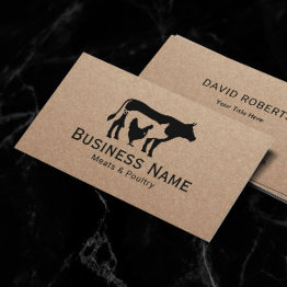 Small Meats & Poultry Market Chicken Pig Cow Butcher Bus Business Invitations Front View