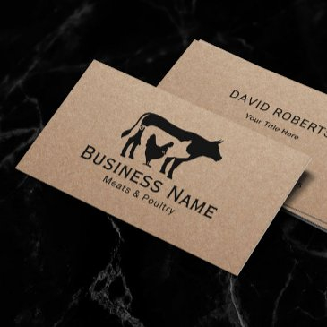 meats & poultry market chicken pig cow butcher bus business invitations