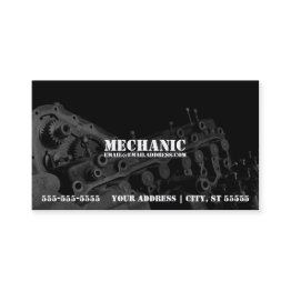 Small Mechanic Business Invitations W/ Engine Photo Front View