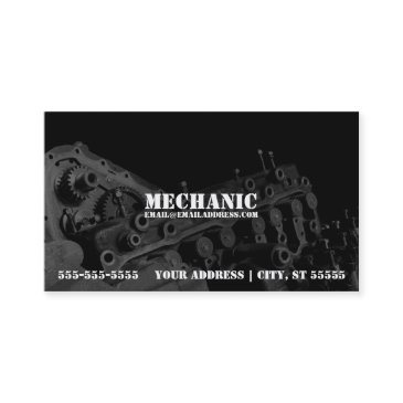 mechanic business invitations w/ engine photo