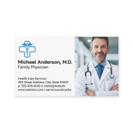 Small Medical Doctor At Hospital Business Invitations Front View