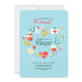 Small Medical Elements Retirement Party Invitation Front View