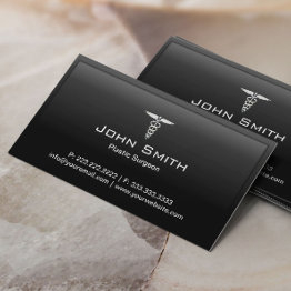 Small Medical Plastic Surgeon Black Border Business Invitations Front View