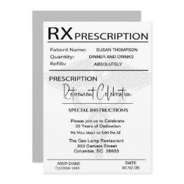 Small Medical Prescription Pad Retirement Party Invitation Front View