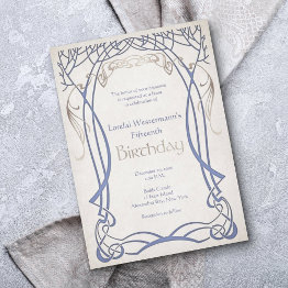 Small Medieval Fantasy Any Age Birthday Invitation Front View