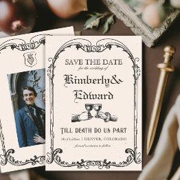 Small Medieval Fantasy Middle Ages Engraving Save The Date Front View