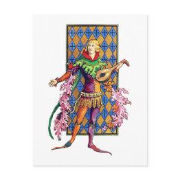 Small Medieval Minstrel And Lute Postinvitations Front View