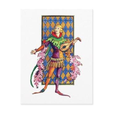 medieval minstrel and lute postinvitations