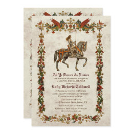 Small Medieval Renaissance Bridal Shower Invitation Front View