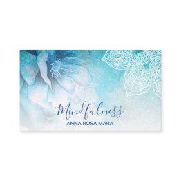 Small *~* Meditation Mandala Reiki Yoga Floral Glitter Business Invitations Front View