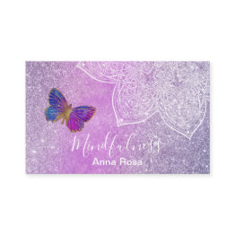 Small *~* Meditation Reiki Yoga Butterfly Mandala Business Invitations Front View