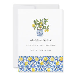 Small Mediterranean Lemon Tile Bachelorette Weekend Invitations Front View