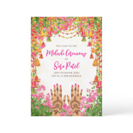 Small Mehndi Invitations & Mehndi Invites Hindu Wedding Front View