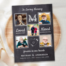 Small Memorial 5 Photo Collage Celebration Of Life Invitation Front View